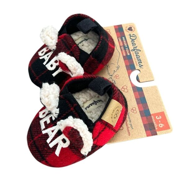 Dearfoams Baby Bear Slippers - Plaid, Size 3-6 Months, NWT - Picture 1 of 5